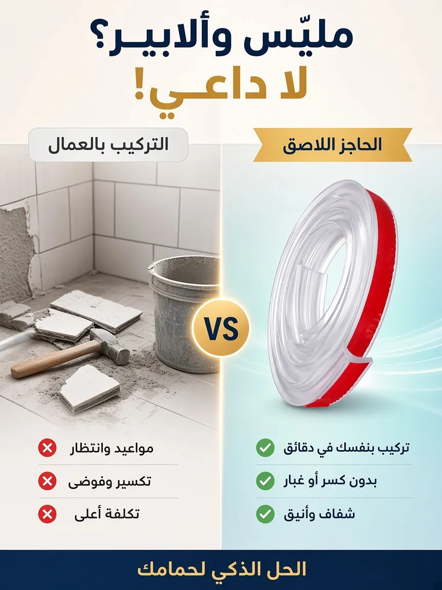 حاجز مائي شفاف لاصق – للشاور والحمام